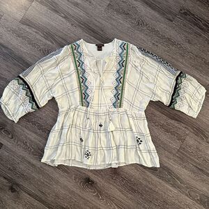 Vineet Bahl Brielle Embroidered Peasant Top